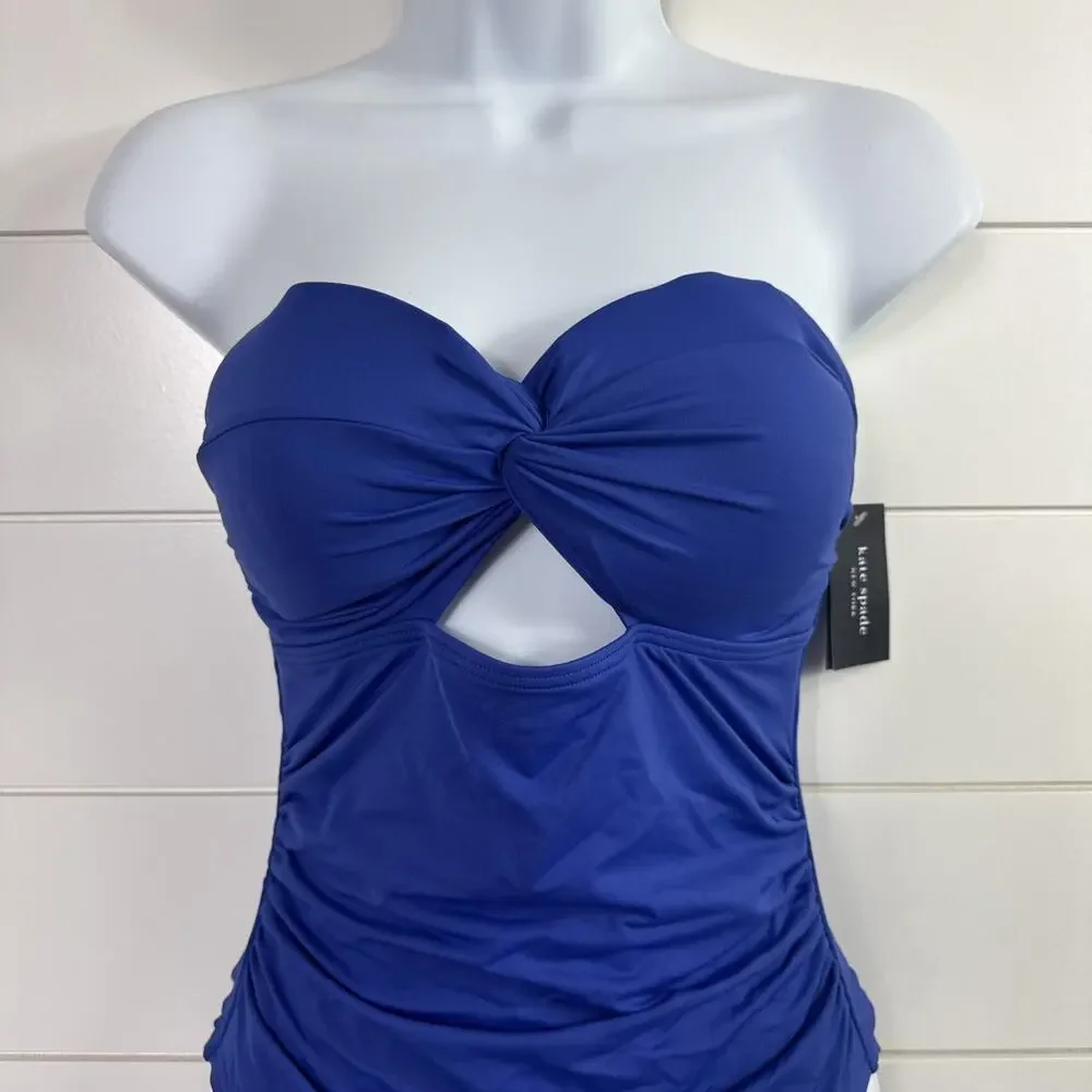 Kate Spade Bandeau One Piece Swimsuit Strapless Blue Berry sz S